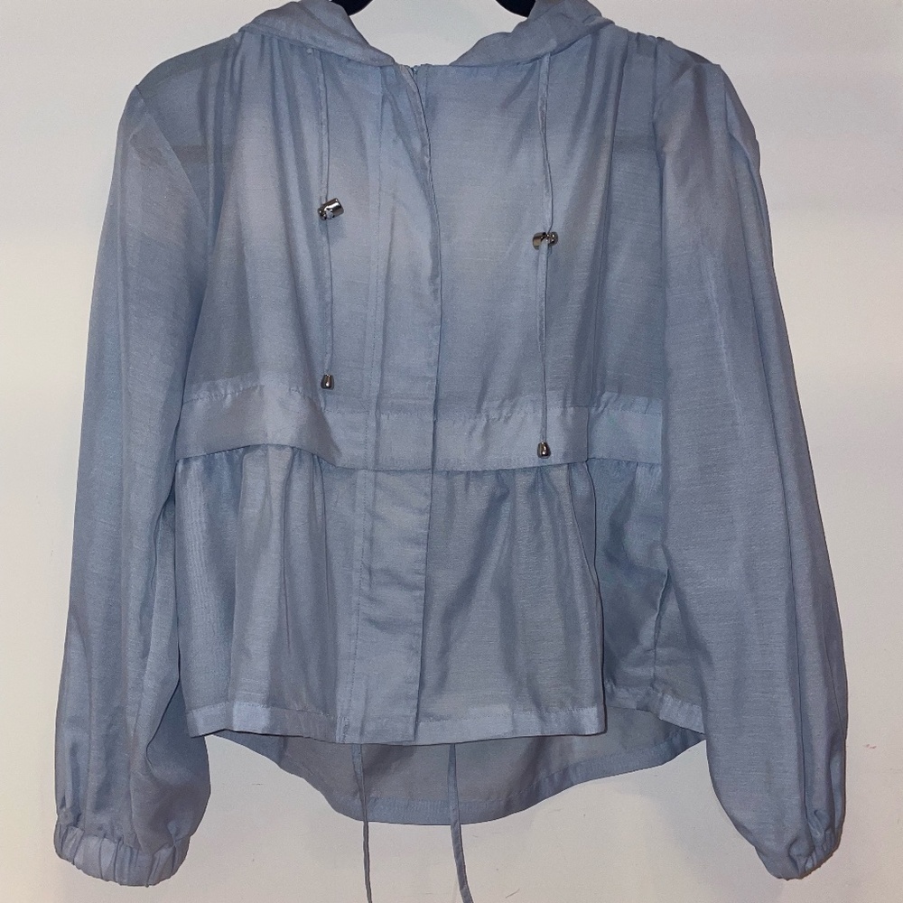 A N D E A W Y Extra Small Blue Sheer Zip Up